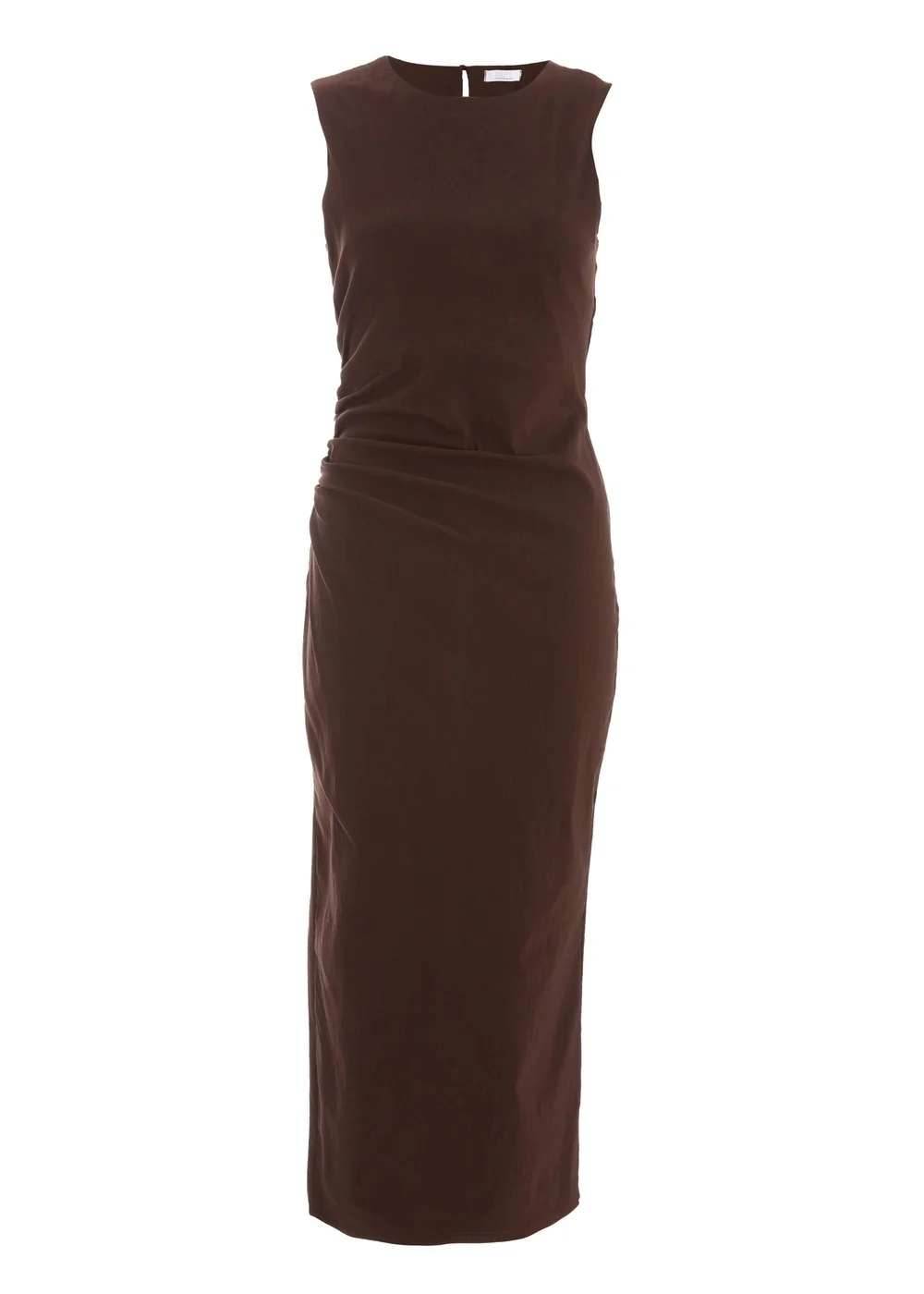 Quiz Brown Ruched Midi Dress - 6 Image 4