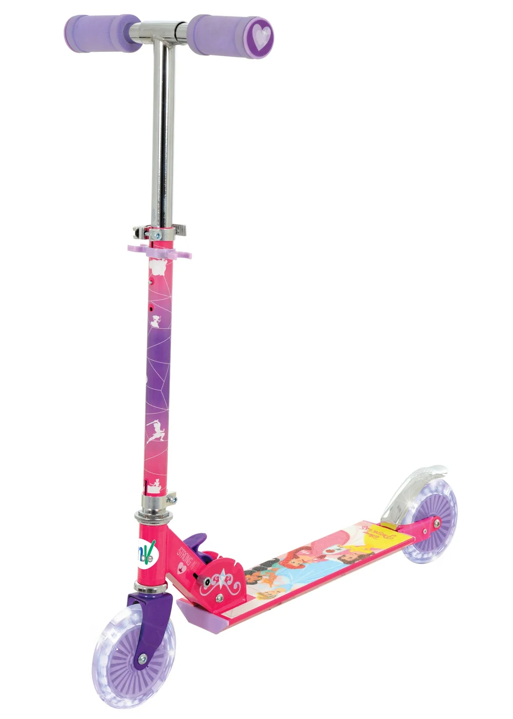 Disney Princess Folding Inline Scooter With Light Up Wheels - One Size Image 1