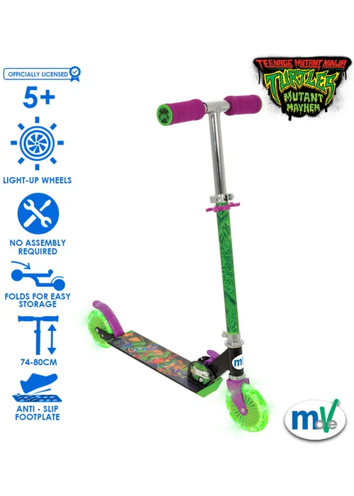 Ninja Turtles Folding Inline Scooter With Light Up Wheels - One Size Image 2