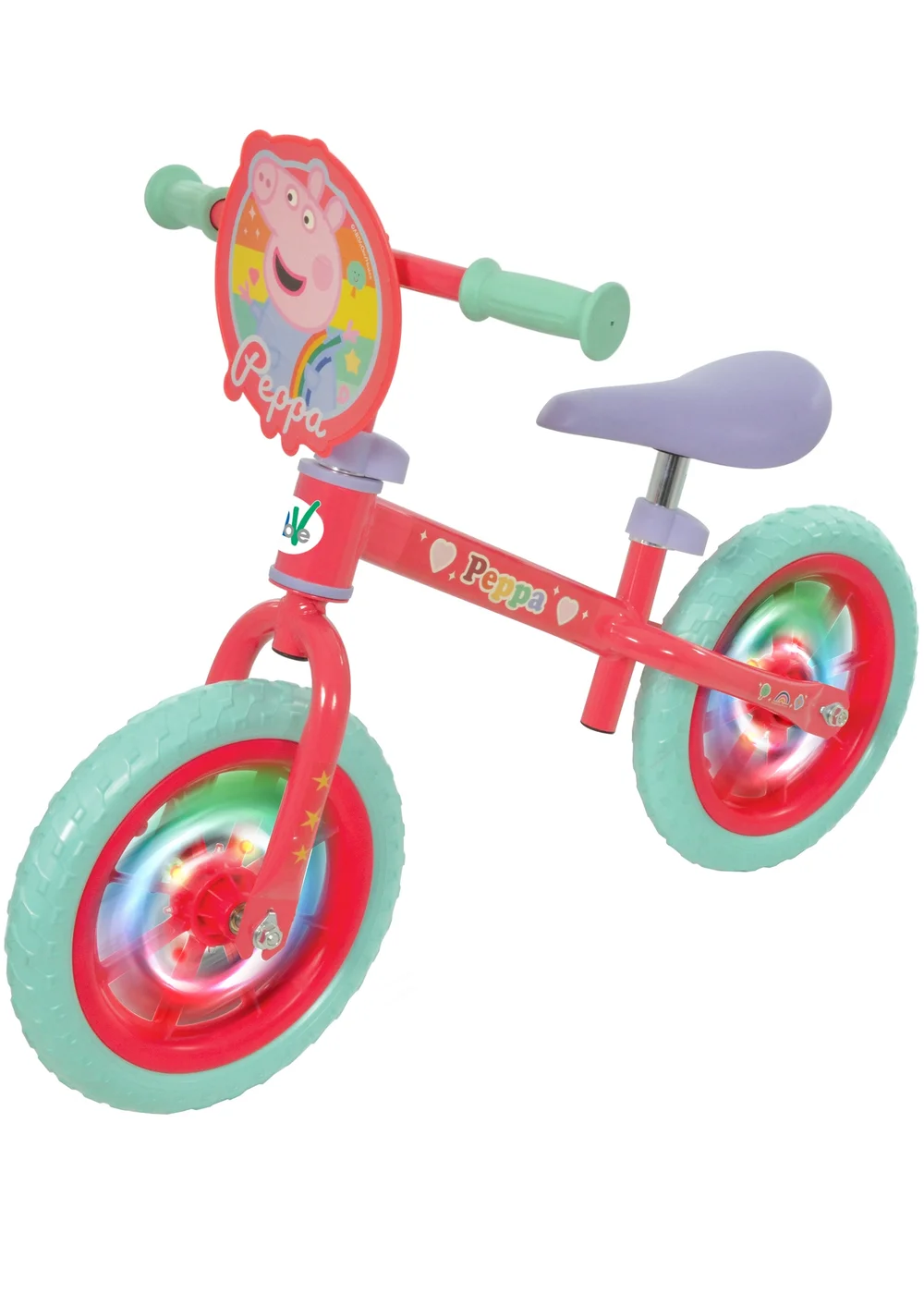 Peppa Pig Balance Bike With Light Up Wheels (12") - One Size Image 1