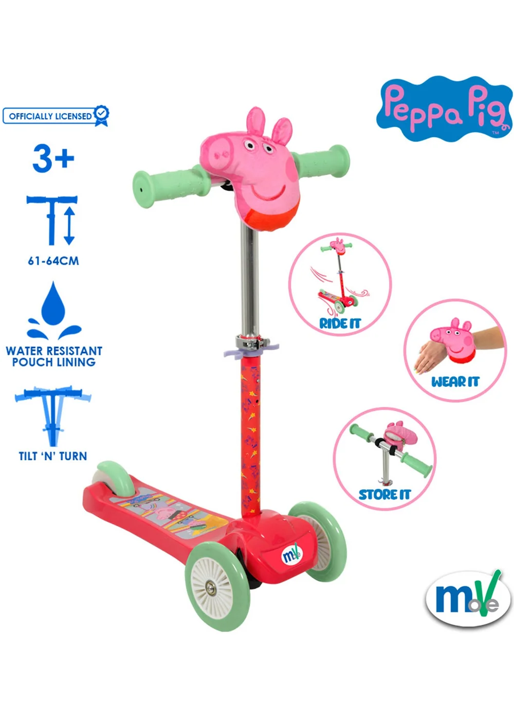 Peppa Pig Mini Go Tilt Scooter With Squishle - One Size Image 2