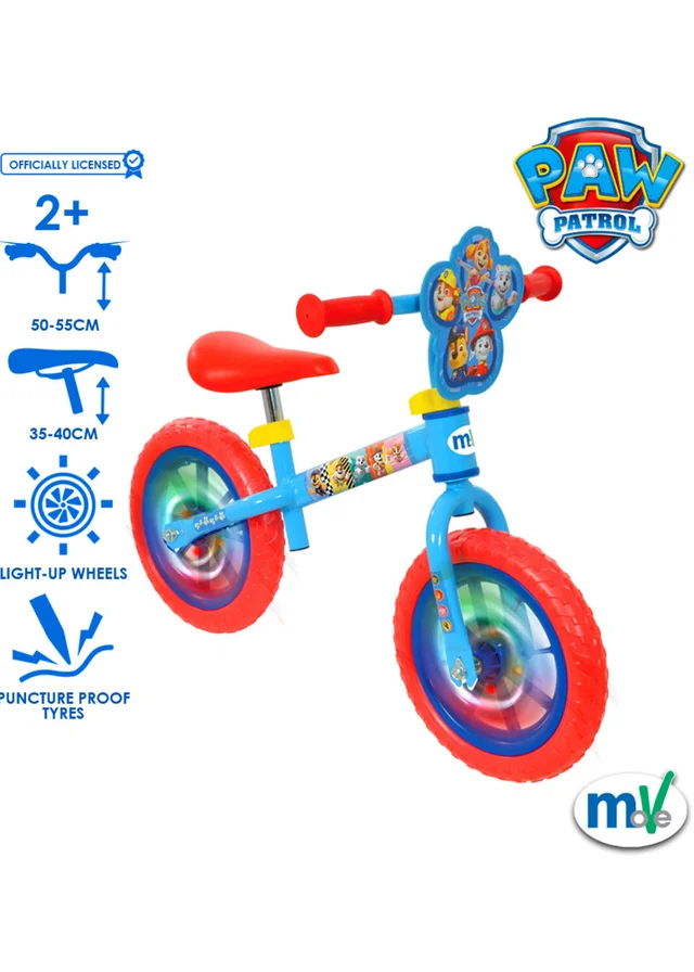 Paw Patrol Balance Bike With Light Up Wheels (12")