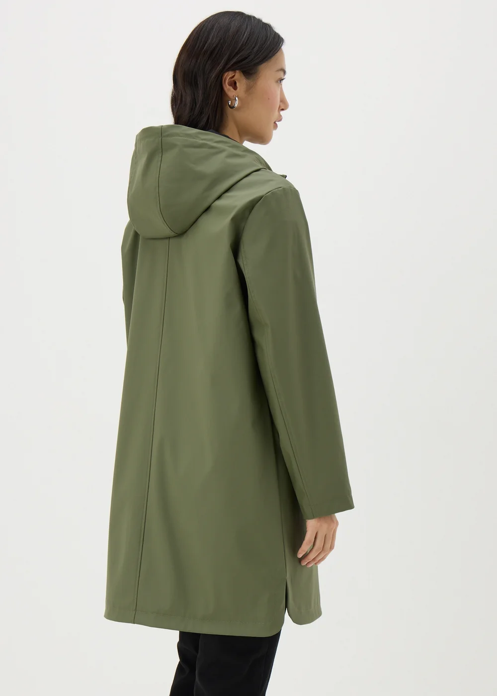 Khaki Rubberised Showerproof Parka Coat - 8 Image 3