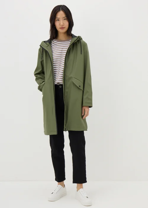 Khaki Rubberised Showerproof Parka Coat - 8 Image 1