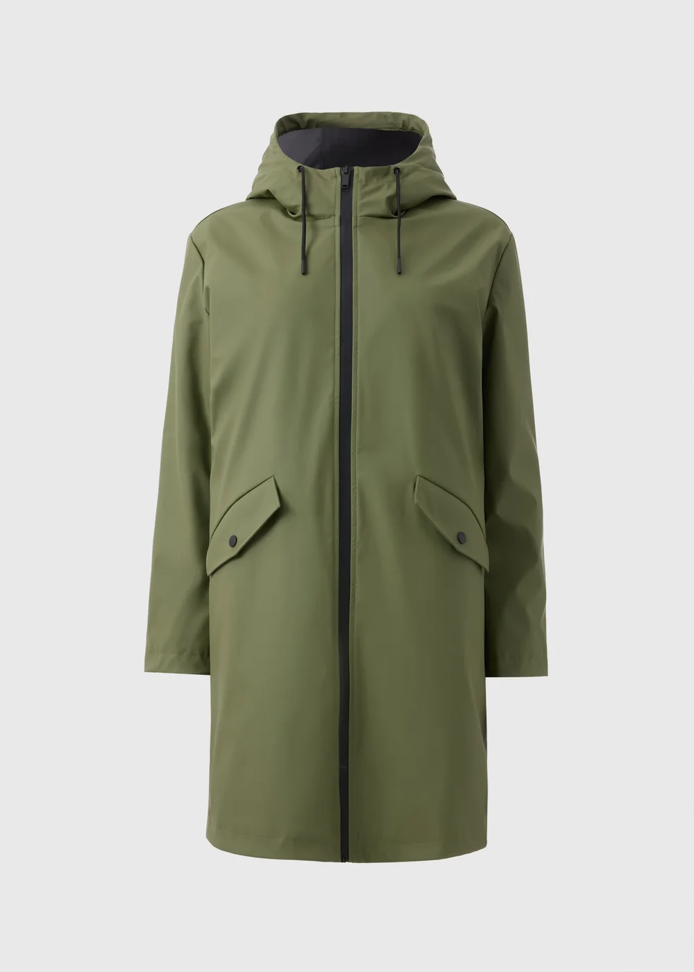 Khaki Rubberised Showerproof Parka Coat - 8 Image 4