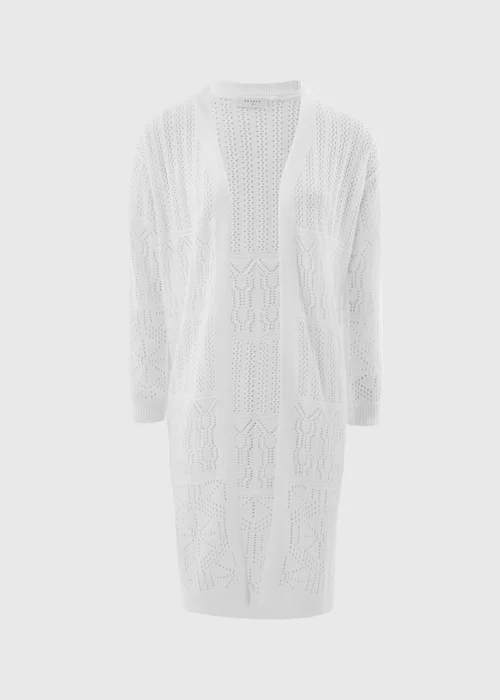 White Longline Pointelle Cardigan - S Image 3