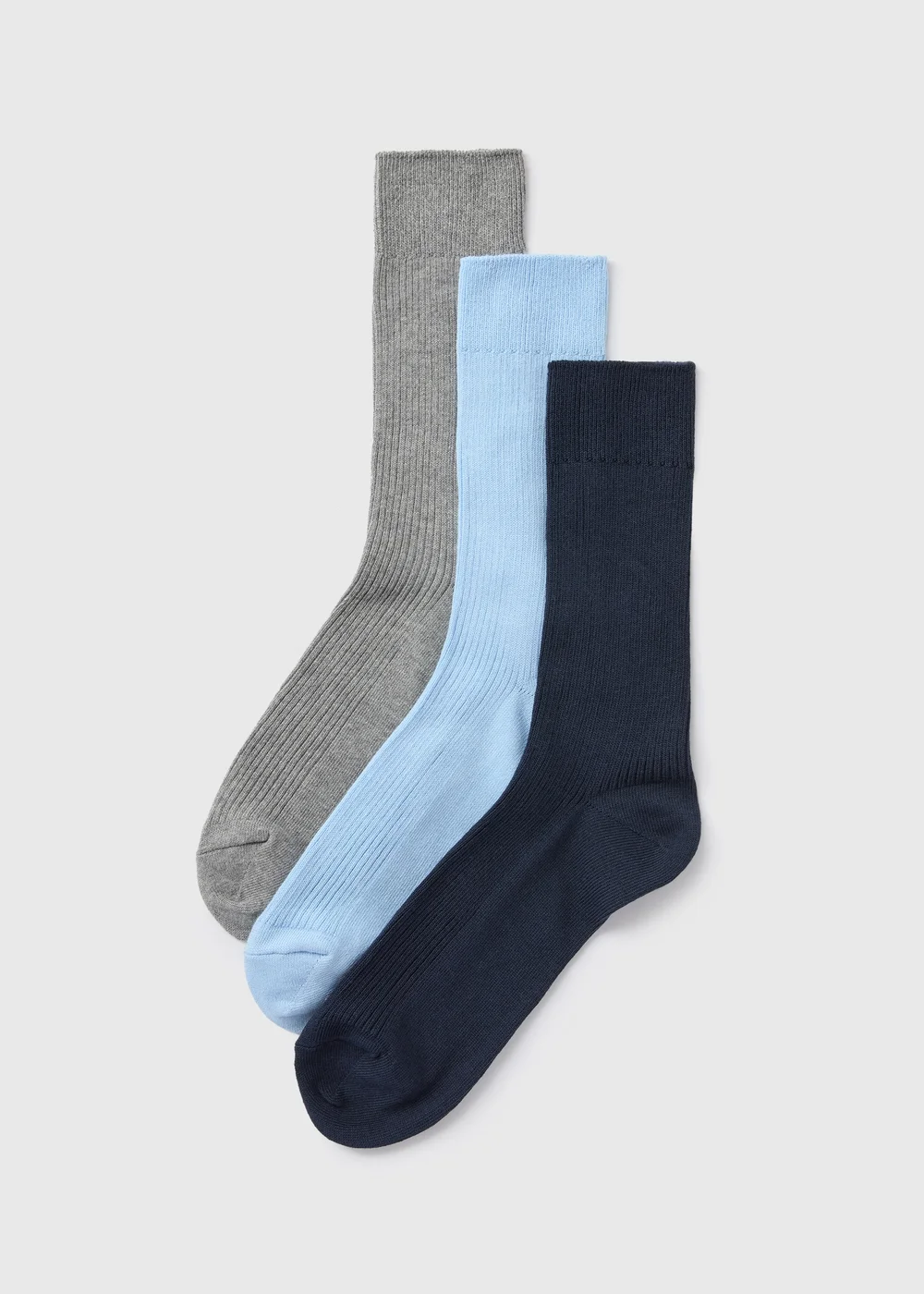 3 Pack Multicolour Ribbed Socks - 6-8.5 Image 1