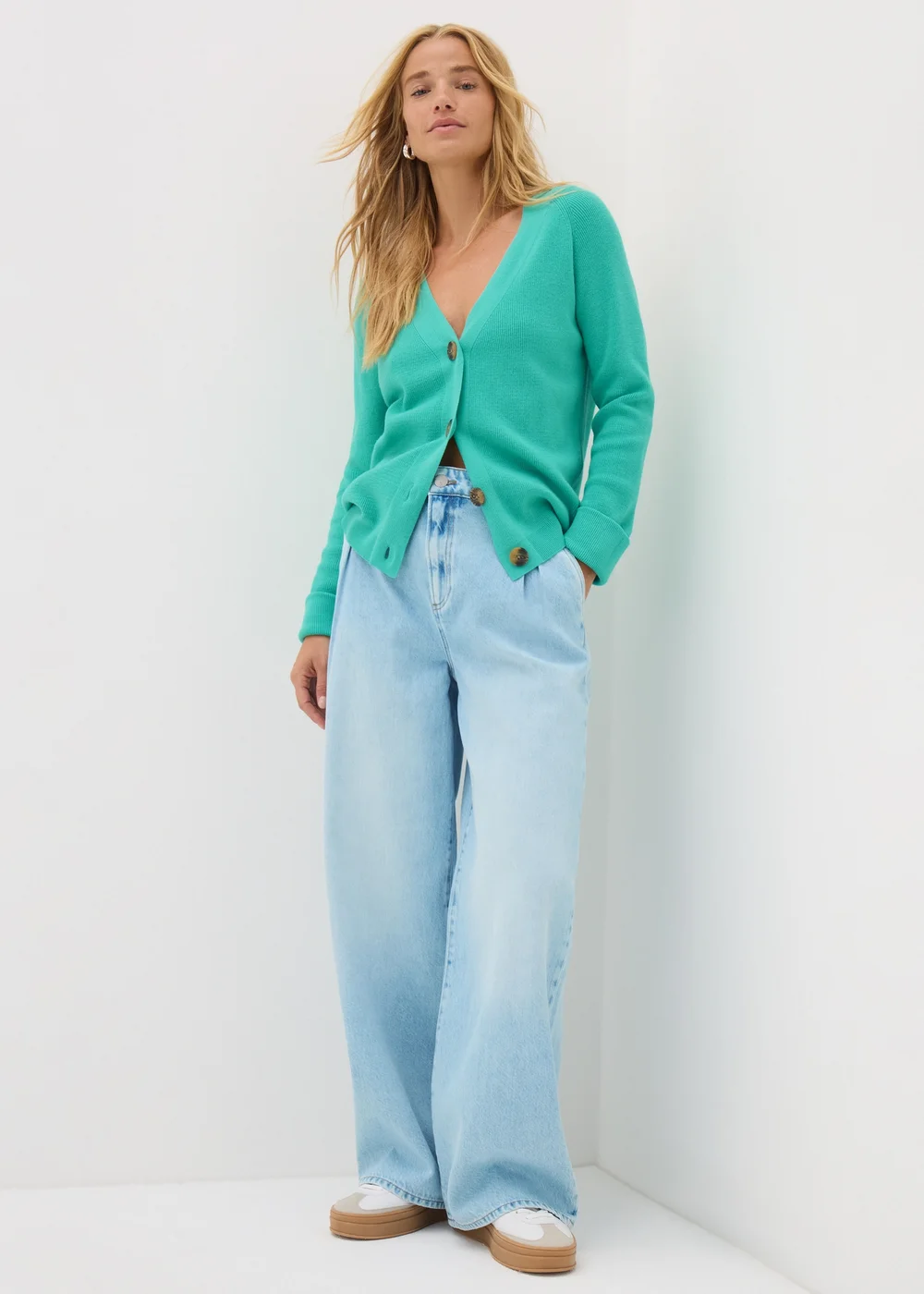 Green V-Neck Cardigan - XS Image 1