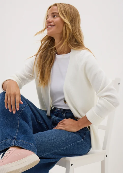 Ivory V-Neck Cardigan - XS Image 3