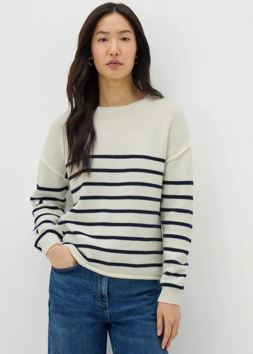 Ivory Exposed Seam Stripe Jumper - XS Image 1