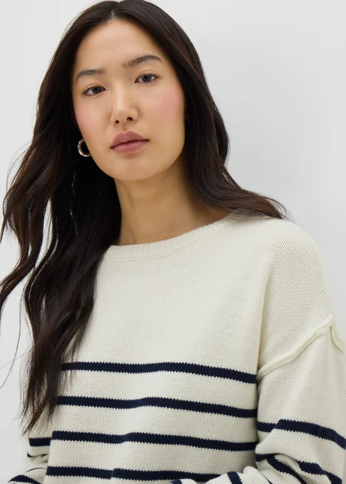 Ivory Exposed Seam Stripe Jumper - XS Image 2