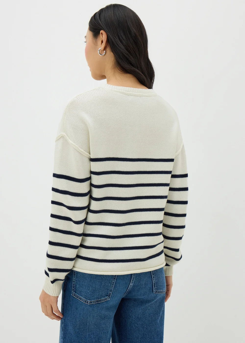 Ivory Exposed Seam Stripe Jumper - XS Image 3