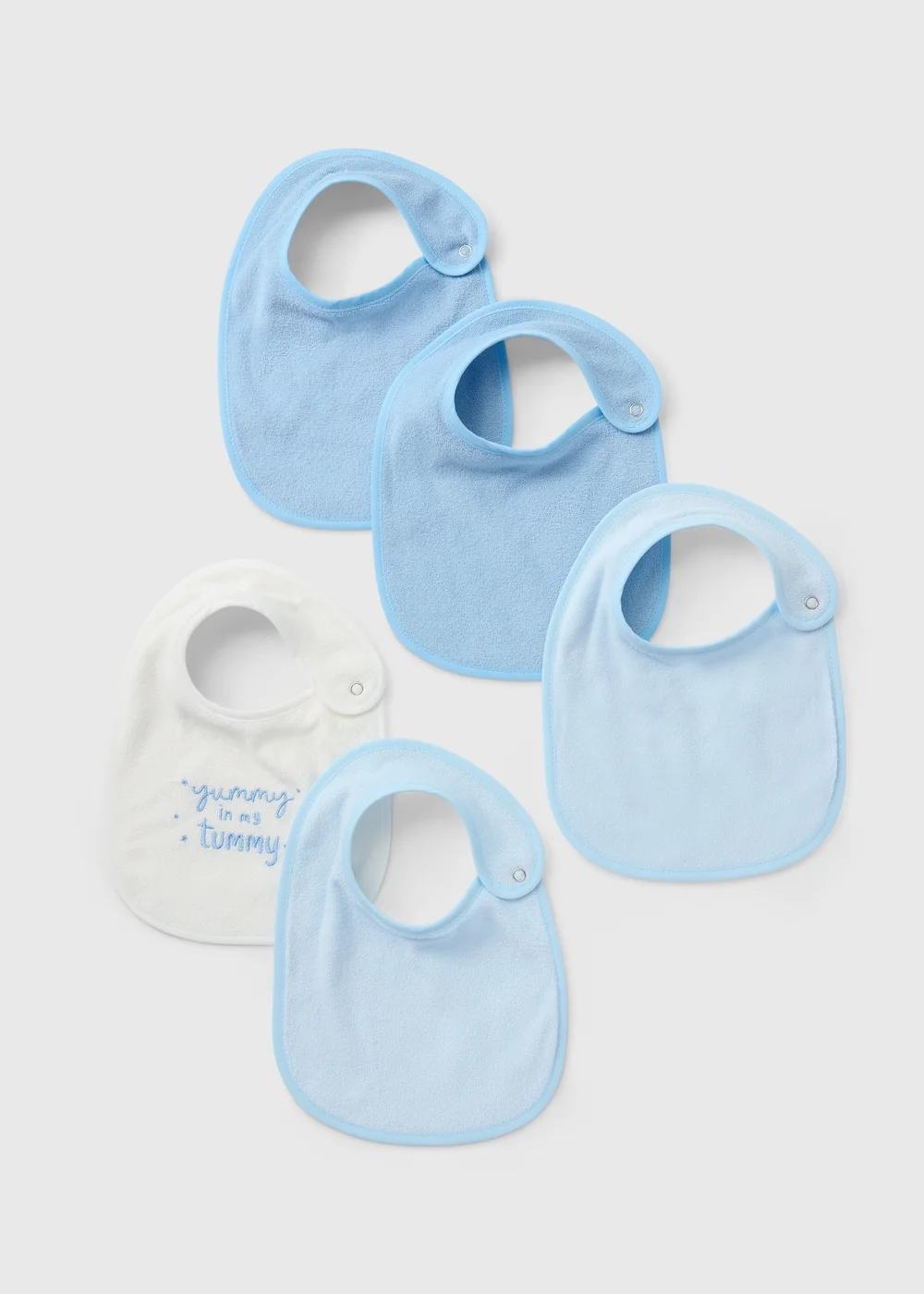 5 Pack Baby Blue Towel Bibs - One Size Image 1