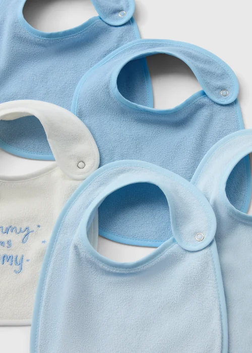 5 Pack Baby Blue Towel Bibs - One Size Image 2