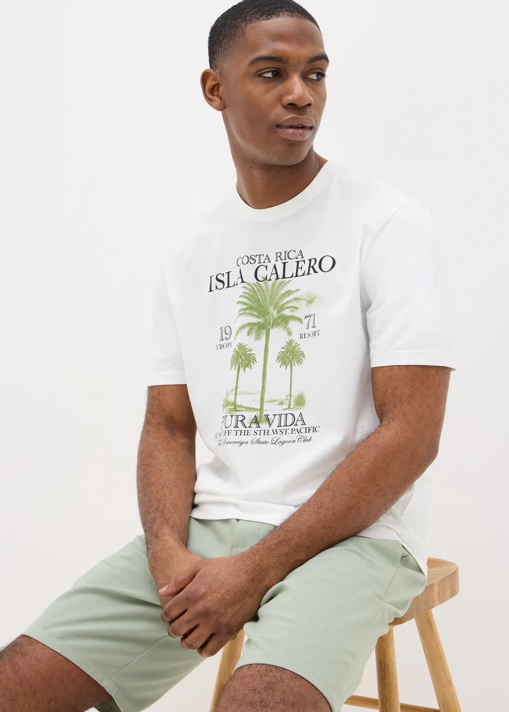 White Costa Rica Palm T-Shirt - S Image 1