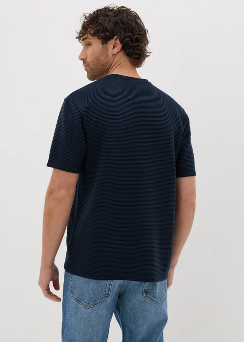 Navy Ribbed Texture T-Shirt - S Image 3
