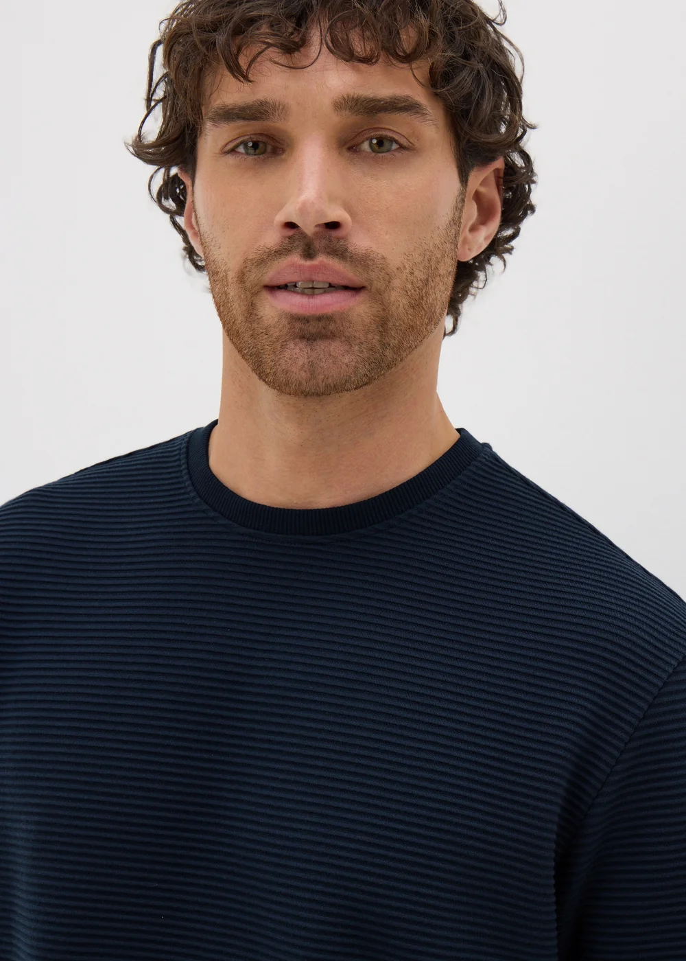 Navy Ribbed Texture T-Shirt - S Image 1