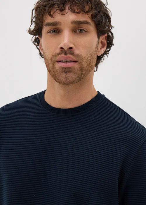 Navy Ribbed Texture T-Shirt - S Image 1