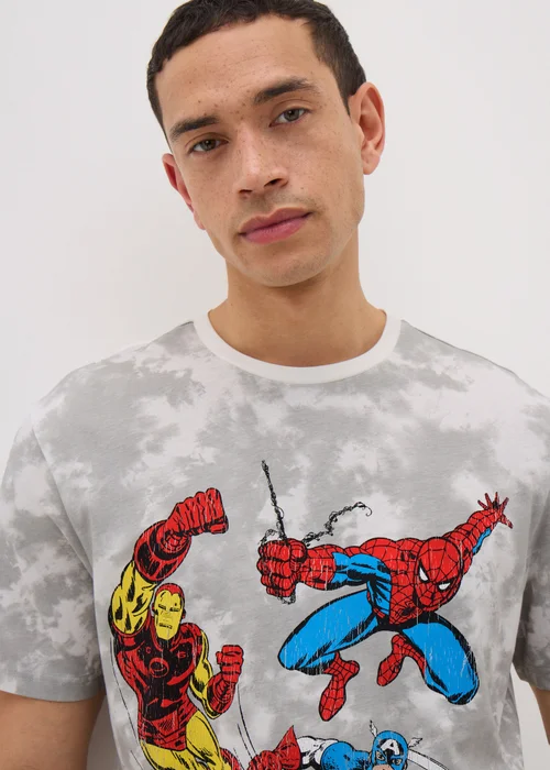 Marvel Grey Avengers Group Washed T-Shirt - S Image 1