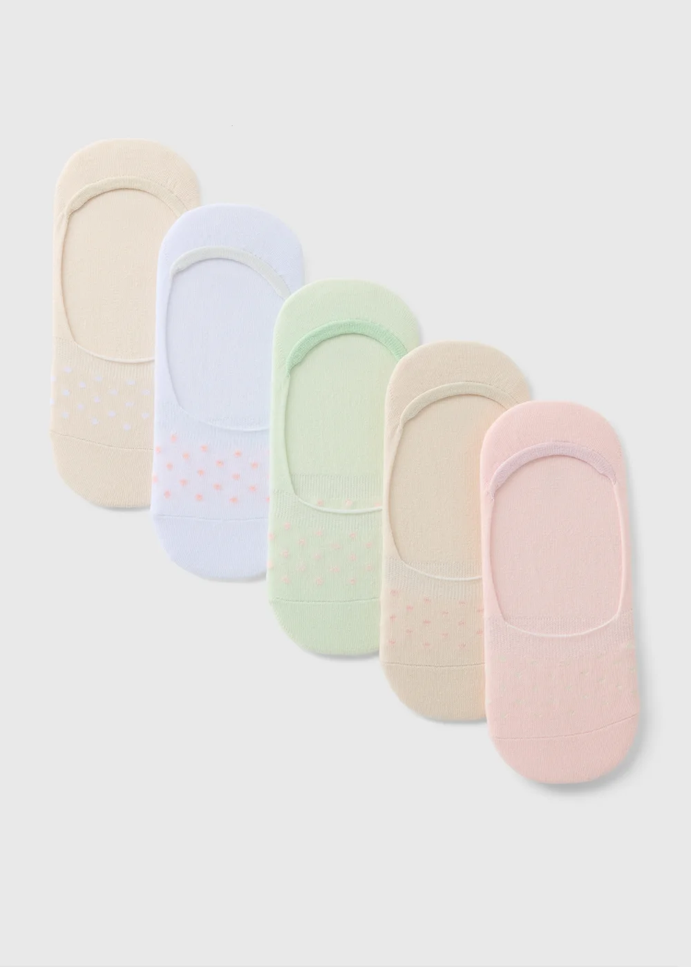 5 Pack Multicoloured No Show Socks - 3-5.5 Image 1