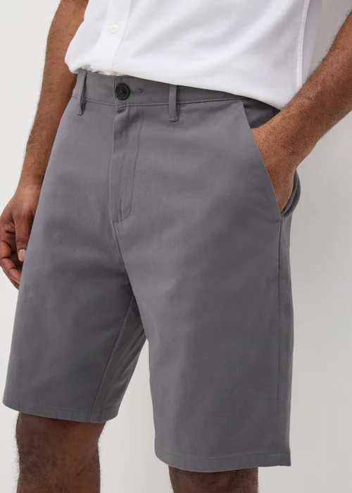 Grey Straight Fit Chino Shorts - 30 Image 1