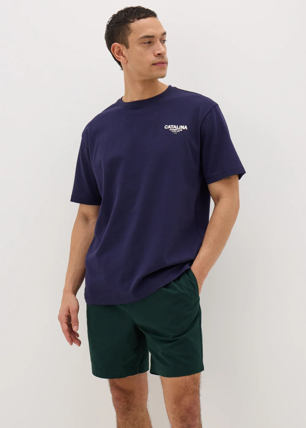 Forest Green Drawcord Chino Shorts - S Image 2