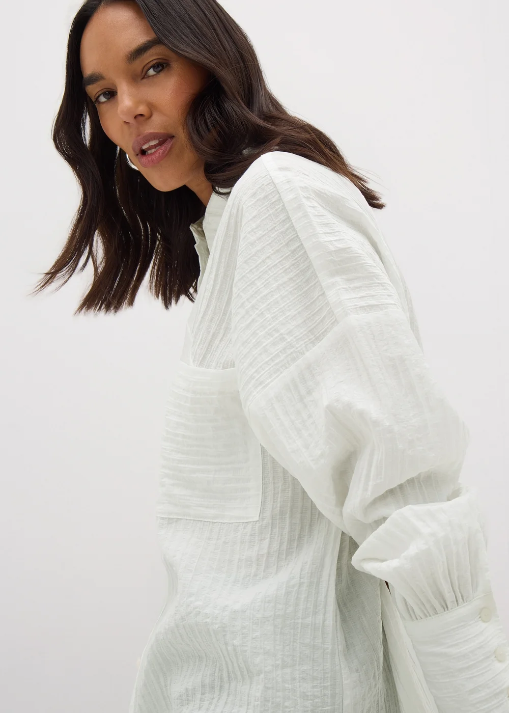 Et Vous White Textured Shirt - 8 Image 3