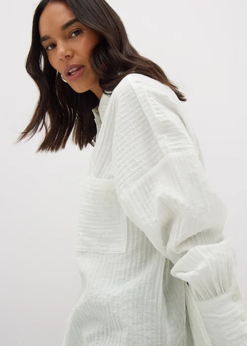 Et Vous White Textured Shirt - 8 Image 3