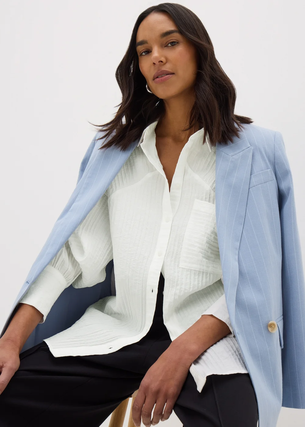 Et Vous White Textured Shirt - 8 Image 1