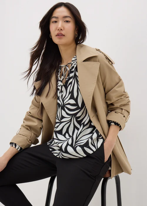 Black Crinkle Palm Boho Blouse - 8 Image 1