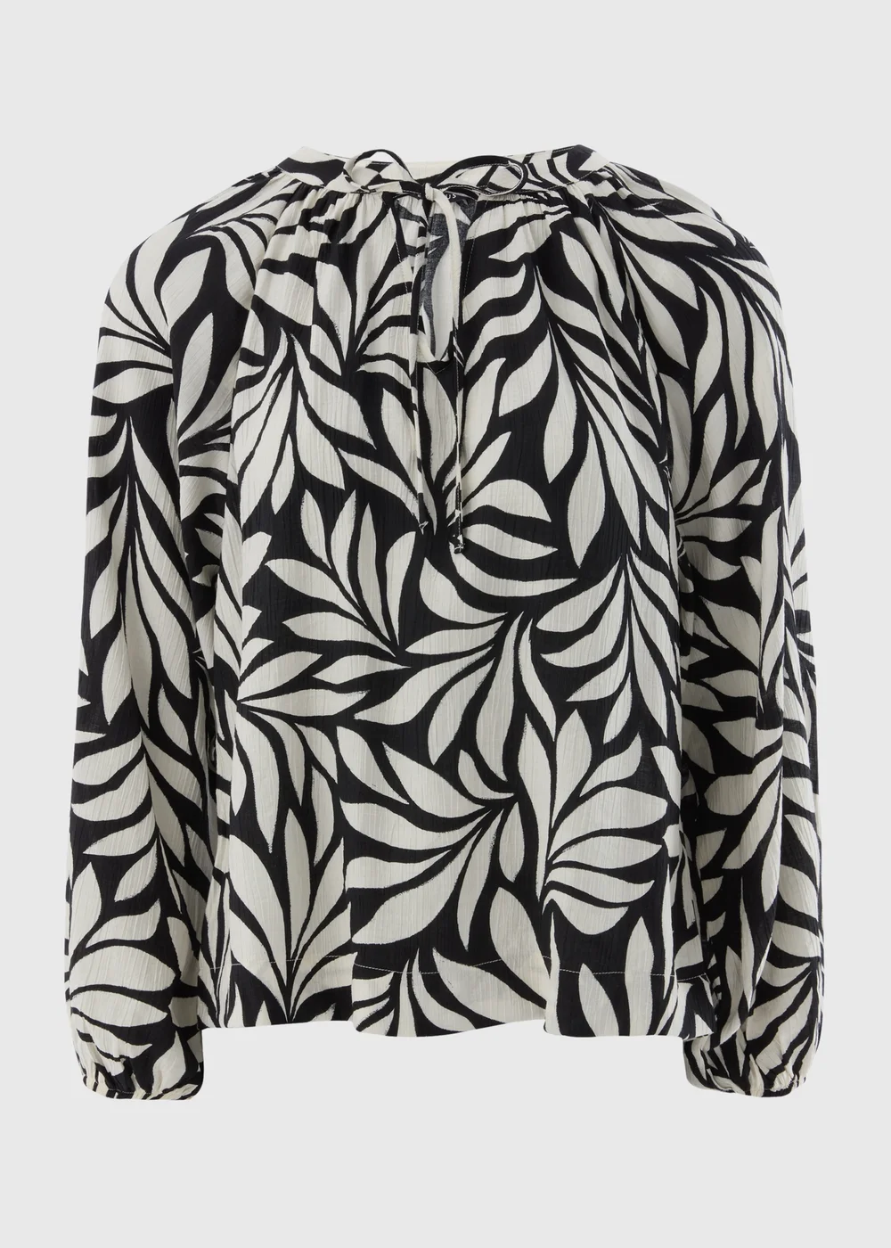 Black Crinkle Palm Boho Blouse - 8 Image 4