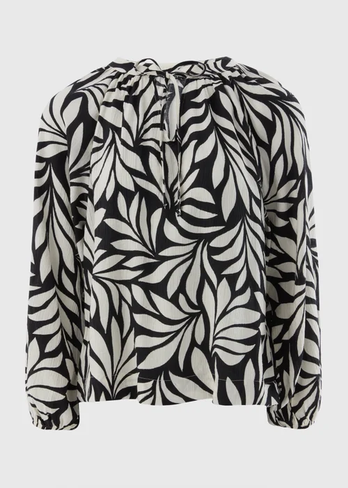 Black Crinkle Palm Boho Blouse - 8 Image 4