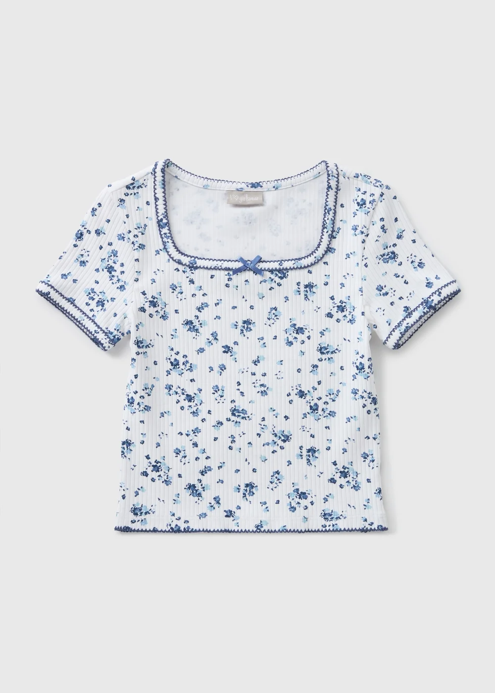 Girls Blue Ditsy Floral T-Shirt (7-15yrs) - 7 Yrs Image 1