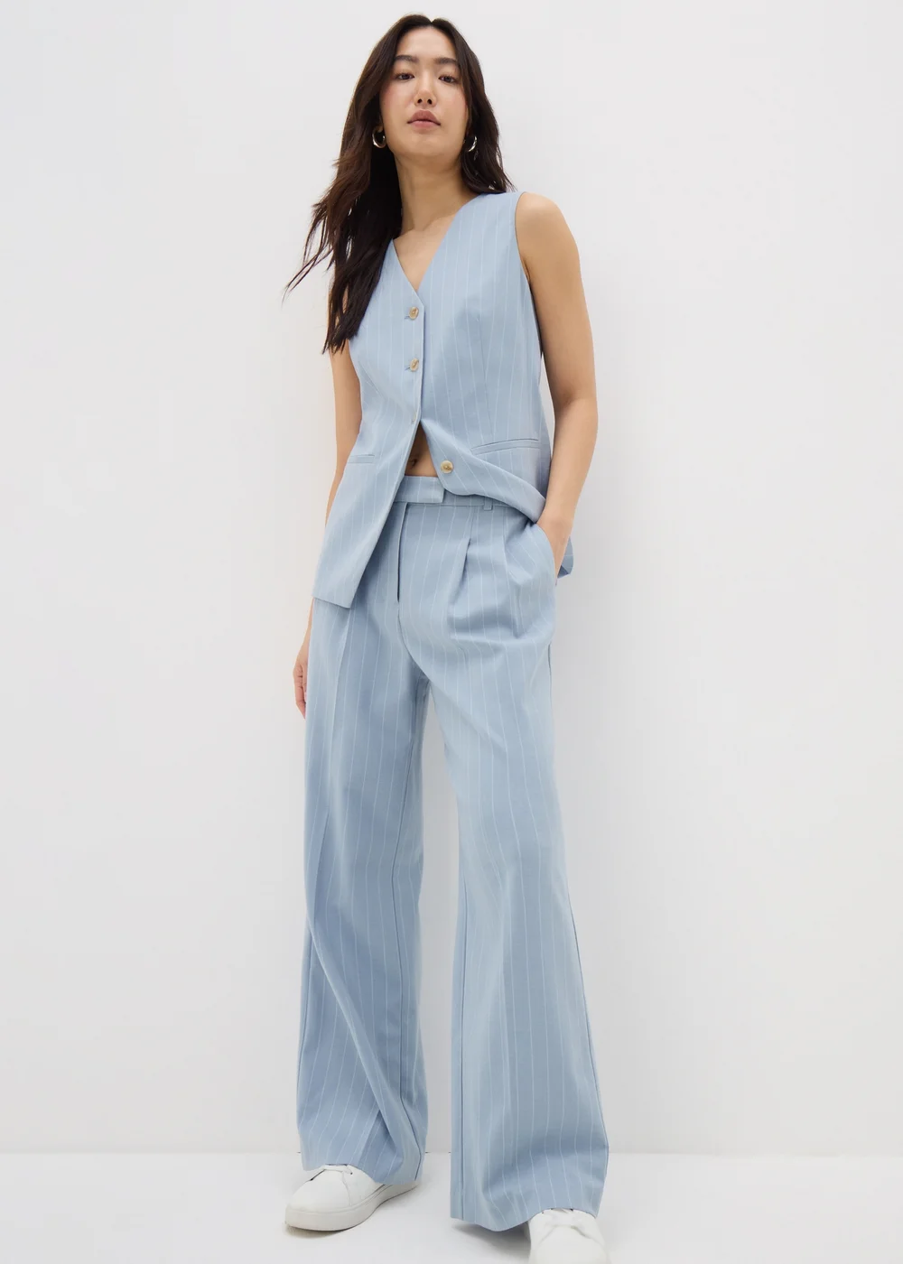 Et Vous Blue Pinstripe Waistcoat - 8 Image 3