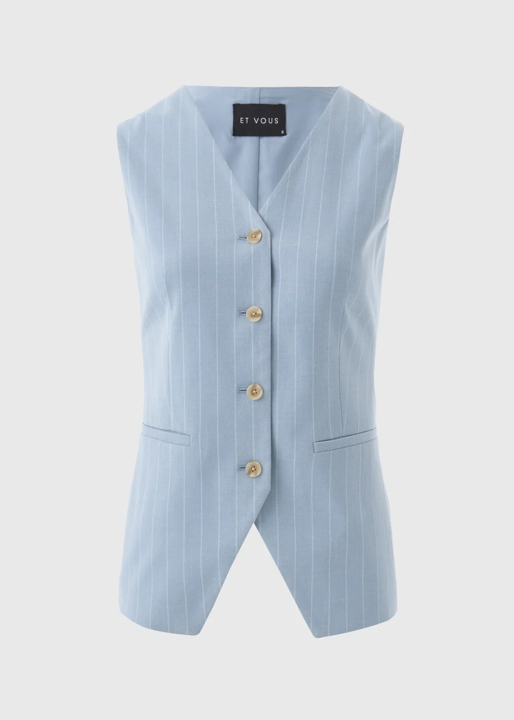 Et Vous Blue Pinstripe Waistcoat - 8 Image 4