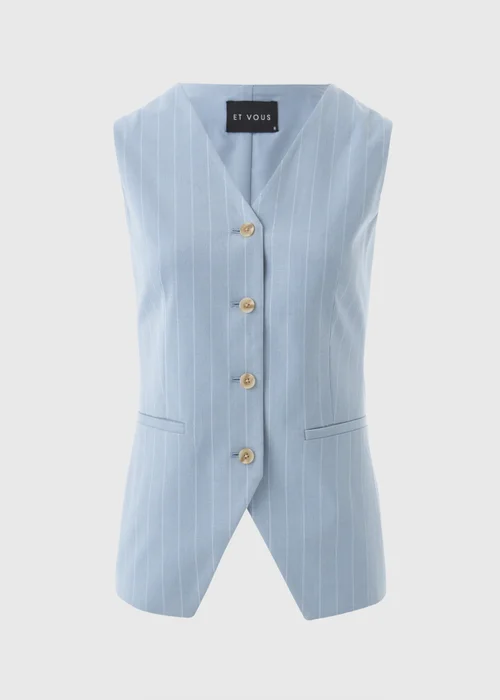 Et Vous Blue Pinstripe Waistcoat - 8 Image 4