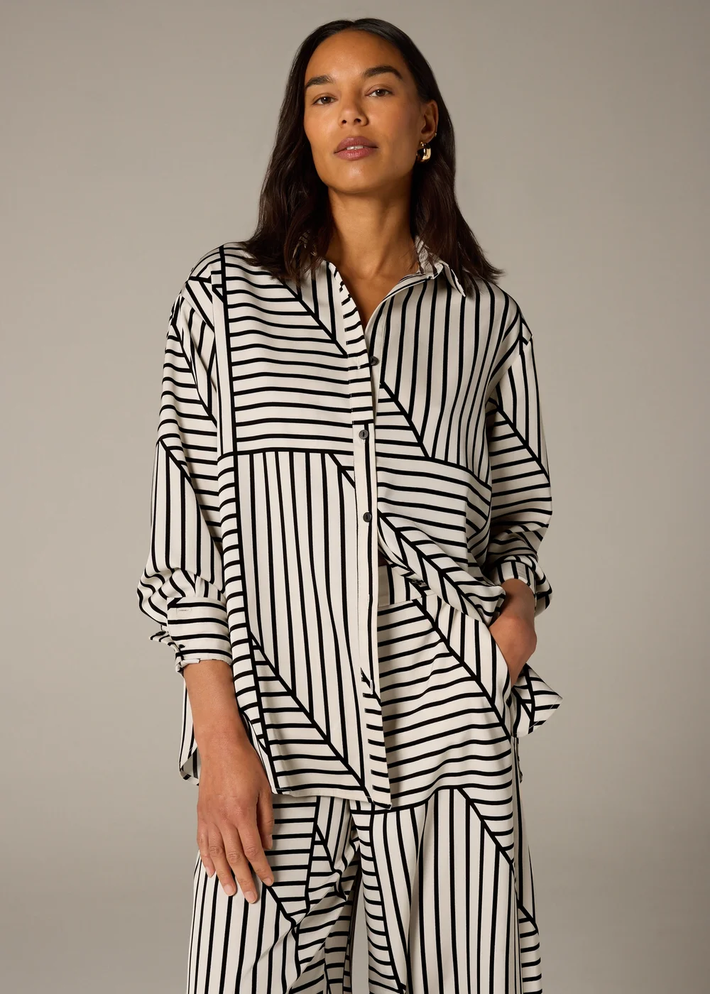 Et Vous Stone Geo Stripe Co Ord Shirt - 8 Image 2