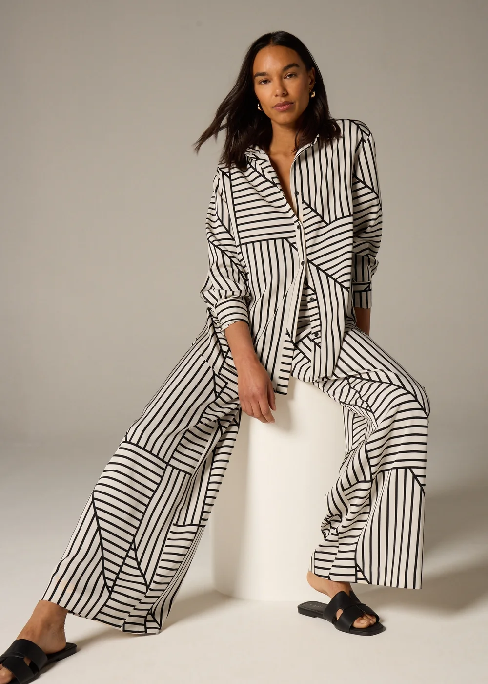 Et Vous Stone Geo Stripe Co Ord Shirt - 8 Image 1