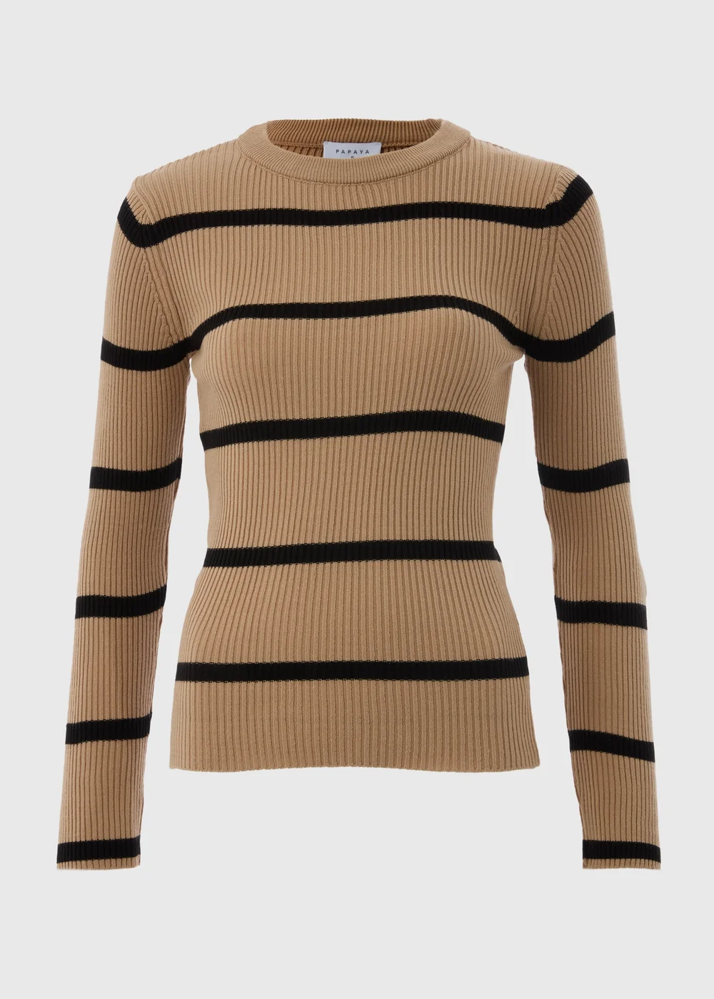 Camel Crew Neck Stripe Jumper - 8 Image 4