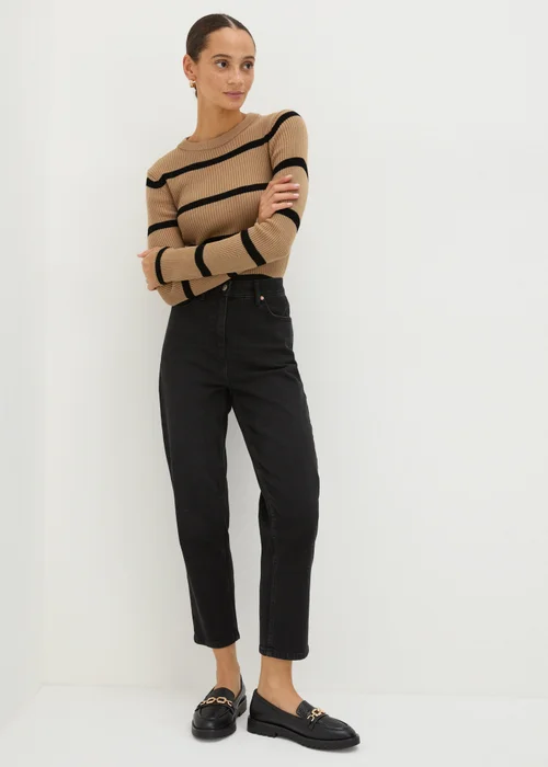 Camel Crew Neck Stripe Jumper - 8 Image 2