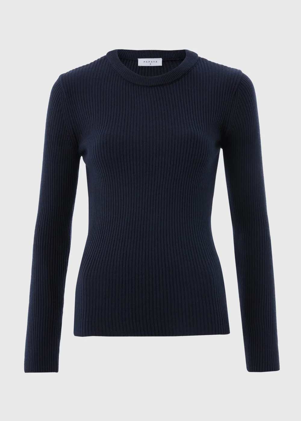 Navy Ribbed Crew Neck Jumper - 8 Image 3