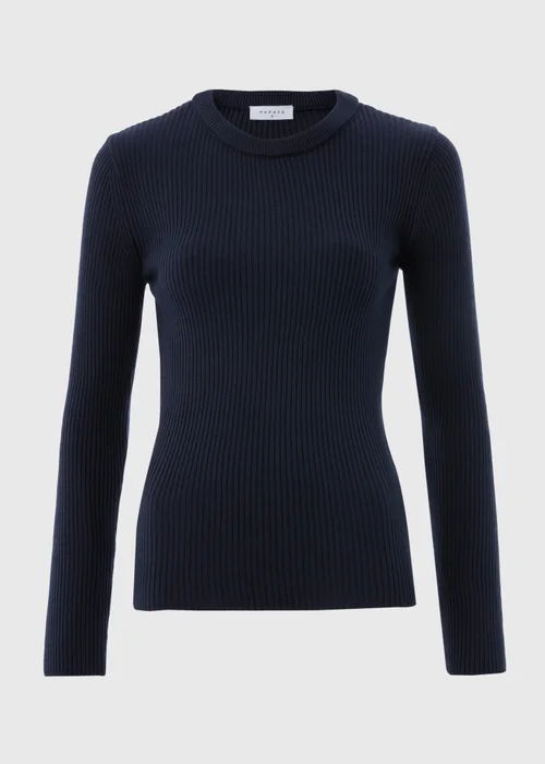 Navy Ribbed Crew Neck Jumper - 8 Image 3