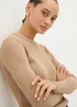 Beige Ribbed Crew Neck Jumper - 8 Image 2