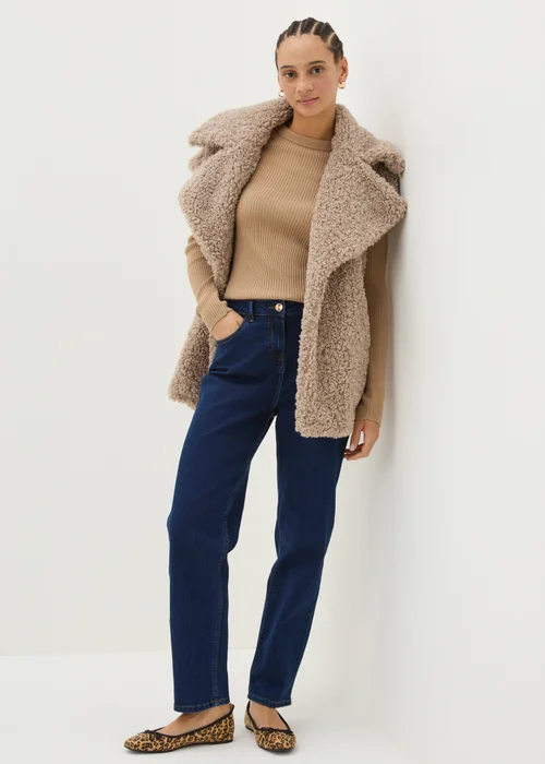 Beige Ribbed Crew Neck Jumper - 8 Image 3