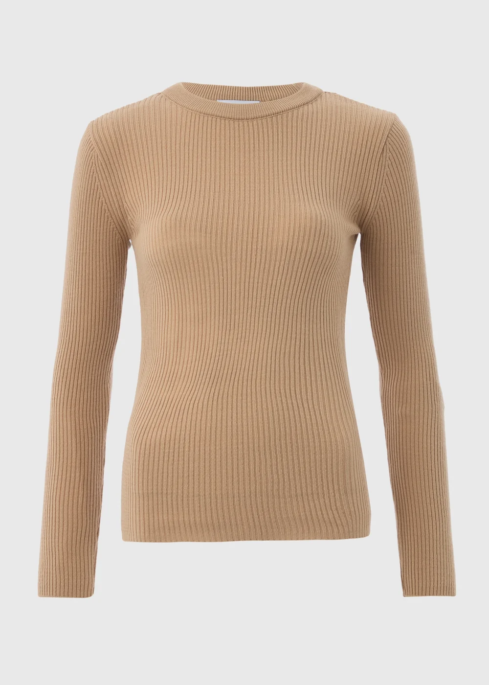 Beige Ribbed Crew Neck Jumper - 8 Image 4