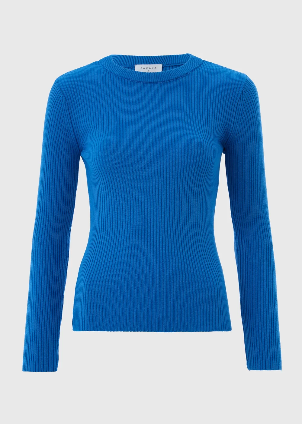 Blue Ribbed Crew Neck Jumper - 8 Image 3