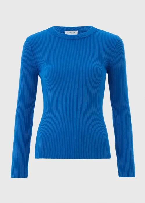 Blue Ribbed Crew Neck Jumper - 8 Image 3