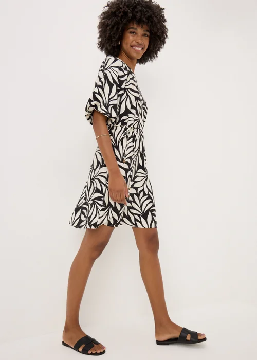 Et Vous Black Palm Tie Waist Mini Dress - 8 Image 1