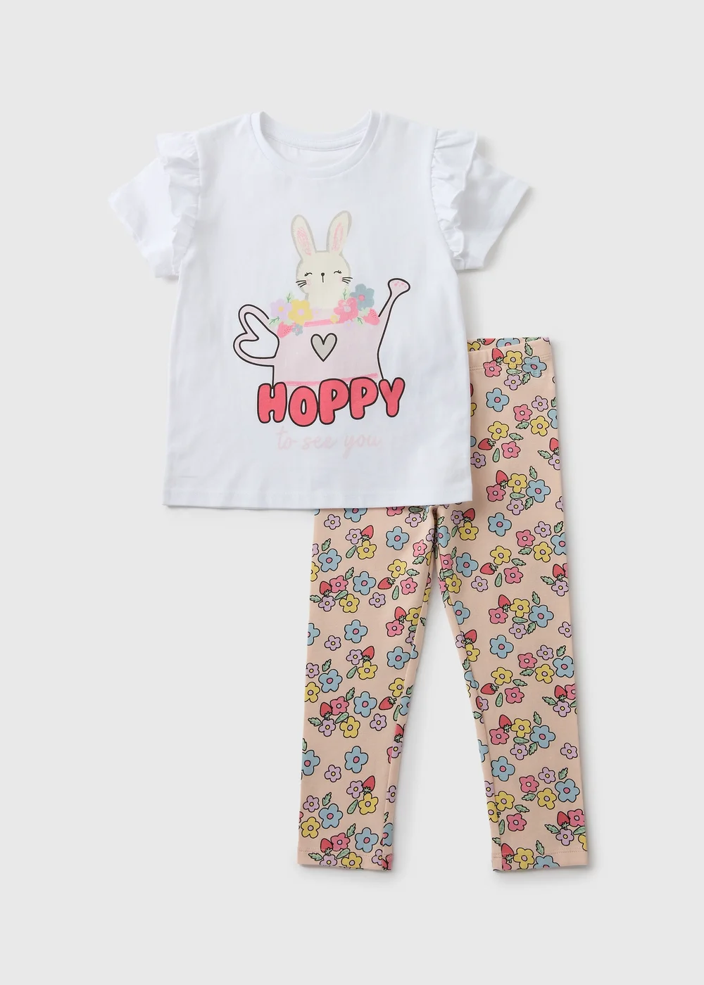 Girls White Easter T-Shirt & Legging Set (1-7yrs) - 2-3 Yrs Image 1