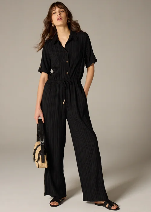 Et Vous Black Textured Pleated Jumpsuit - 8 Image 2
